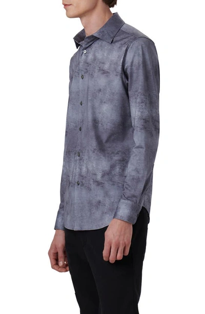 Shop Bugatchi James Ooohcotton® Airbrush Print Button-up Shirt In Anthracite