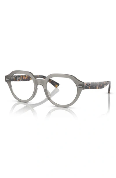 Shop Ray Ban 49mm Gina Square Optical Glasses In Opal Grey