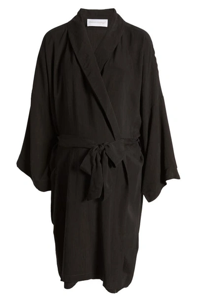 Shop Emilia George Alaia Cupro Robe In Black