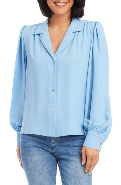 Shop Karen Kane Blouson Sleeve Shirt In Blue