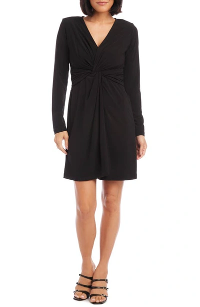 Shop Karen Kane Twist Front Long Sleeve Sheath Dress In Black