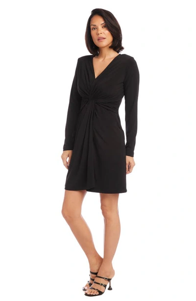 Shop Karen Kane Twist Front Long Sleeve Sheath Dress In Black