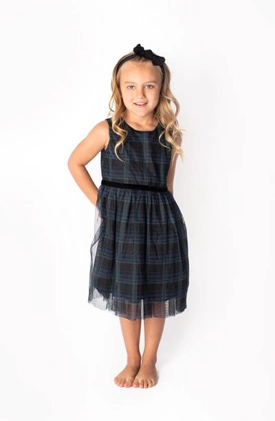 Shop Popatu Kids' Plaid Tulle Dress In Navy