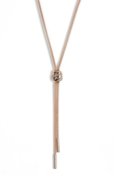 Shop Nordstrom Rack Crystal Slider Mesh Lariat Necklace In Clear- Gold