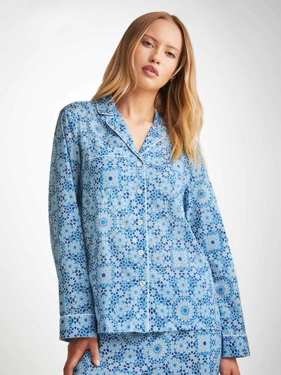 Shop Derek Rose Women's Pyjamas Ledbury 69 Cotton Batiste Blue