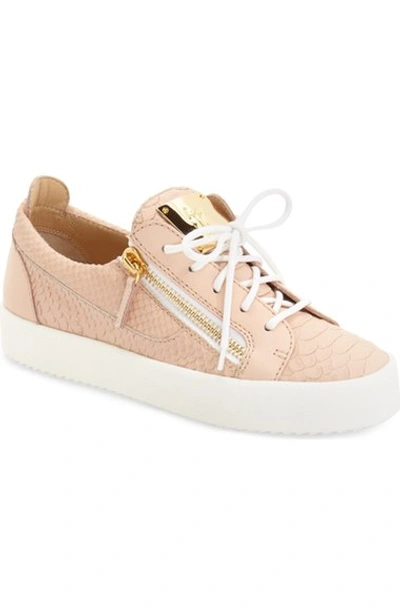 Shop Giuseppe Zanotti 'may London' Snake Embossed Low Top Sneaker (women) (nordstrom Exclusive Color) In Nude Leather