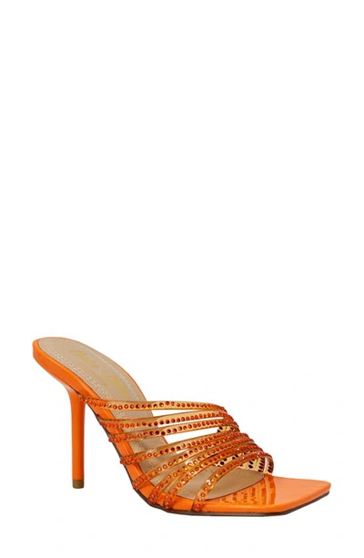 Shop Chase & Chloe Nyra Crystal Embellished Lucite Sandal In Orange
