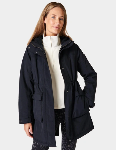 Shop Sweaty Betty Winter Stride Waterproof Parka In Black