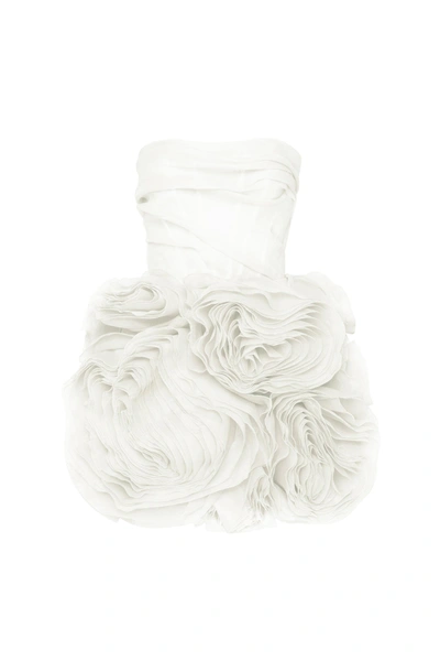 Milla Appliquéd Organza White Mini Dress In White