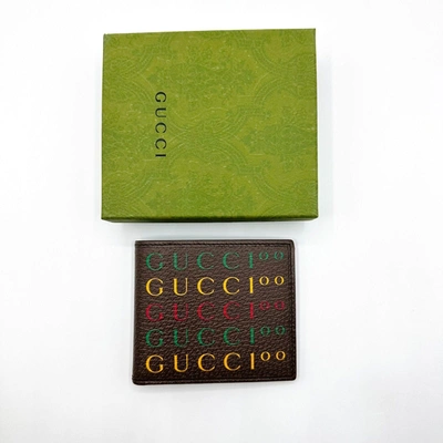 Gucci 100 Centennial Men's Brown Leather Bifold Wallet In Brown