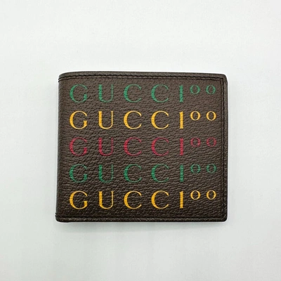 Shop Gucci 100 Centennial Men's Brown Leather Bifold Wallet