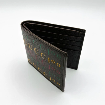 Shop Gucci 100 Centennial Men's Brown Leather Bifold Wallet