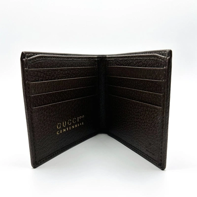 Shop Gucci 100 Centennial Men's Brown Leather Bifold Wallet