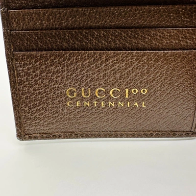 Shop Gucci 100 Centennial Men's Brown Leather Bifold Wallet