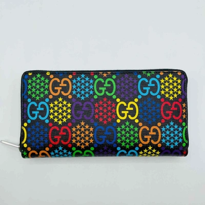 Shop Gucci Unisex Black/rainbow Supreme Gg Leather Psychedelic Zip Around Wallet