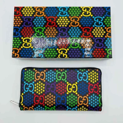 Shop Gucci Unisex Black/rainbow Supreme Gg Leather Psychedelic Zip Around Wallet