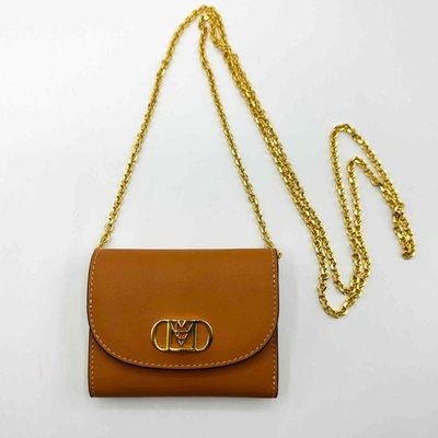 Shop Mcm Women's Cognac Brown Leather Mini Fold Chain Wallet