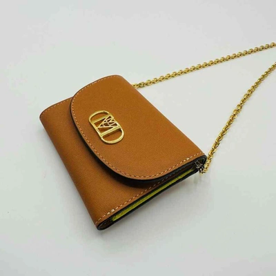 Shop Mcm Women's Cognac Brown Leather Mini Fold Chain Wallet