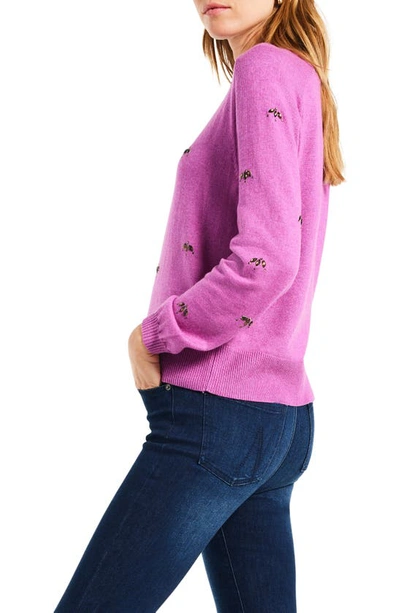 Shop Nic + Zoe Hidden Gems Cotton Blend Sweater In Vivid Magenta