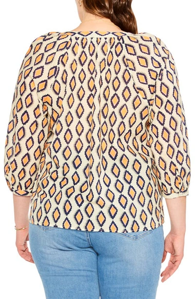 Nic + Zoe Falling Diamonds Button-up Top In Orange Multi