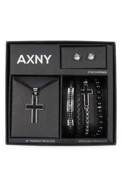 Shop American Exchange Cross Pendant Necklace, Assorted Bracelets & Earrings Set In Silver
