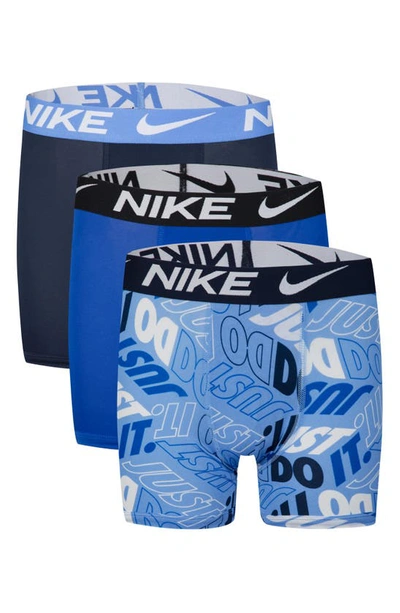 Shop Nike Kids' Assorted 3-pack Micro Essentials Boxer Briefs In White/ University Blue