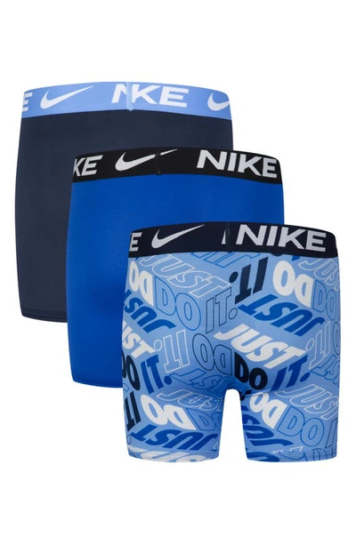 Nike Kids' Assorted 3-pack Micro Essentials Boxer Briefs In White/ University Blue