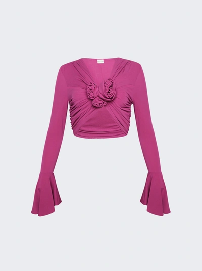 Shop Magda Butrym 70's Bell Sleeve Jersey Crop Top In Pink