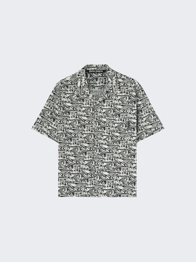 Shop Palm Angels Waves Bowling Shirt In Grey