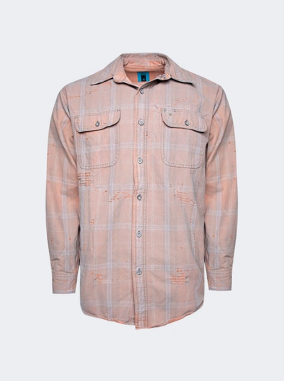 Shop Notsonormal Destroyed Flannel Shirt In Pink