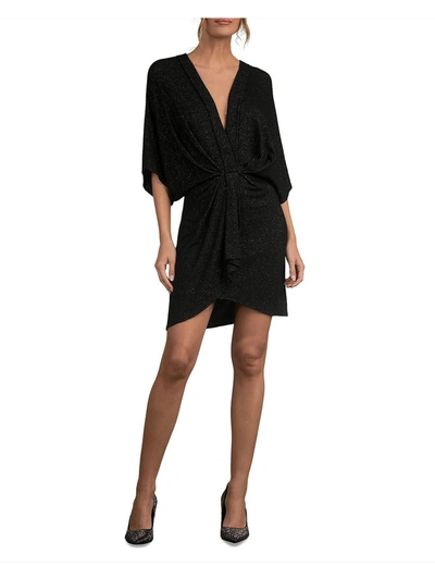 Shop Elan Womens Metallic V Neck Mini Dress In Black