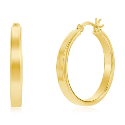 Shop Simona Sterling Silver Or Gold Plated Over Sterling Silver 4x29mm Fancy Flat Hoop Earrings