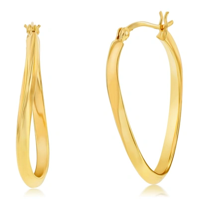 Simona Sterling Silver Or Gold Plated Over Sterling Silver 35mm Oval Twist Hoop Earrings In Gold