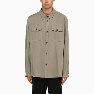 Shop Ami Alexandre Mattiussi Ami Paris Shirt With Pockets In Taupe Grey Wool