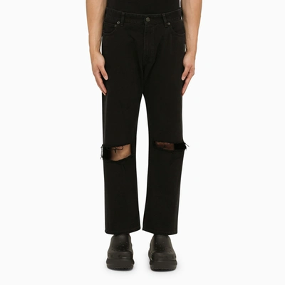 Shop Balenciaga Black Cropped Jeans With Wear