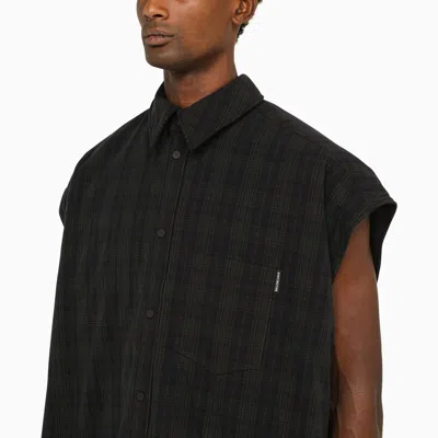 Shop Balenciaga Checked Shirt With Removable Sleeves