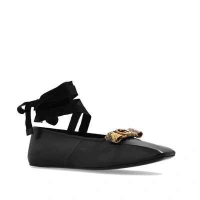 Gucci Logo-plaque Leather Ballerina Shoes