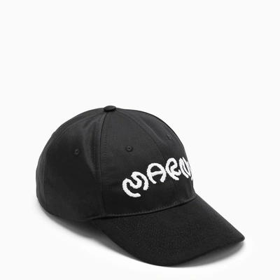 Shop Marni Black Baseball Cap With Logo