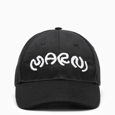 Shop Marni Black Baseball Cap With Logo