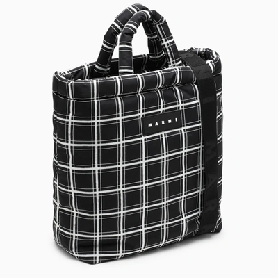 Shop Marni Black Nylon Bag With Check Pattern