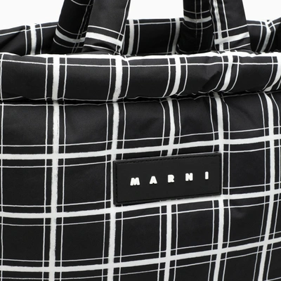 Shop Marni Black Nylon Bag With Check Pattern