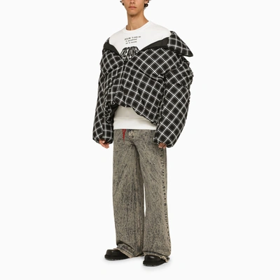 Shop Marni Black/white Check Oversize Down Jacket