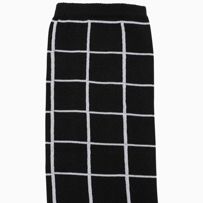 Marni Black/white Check Pattern Long Socks