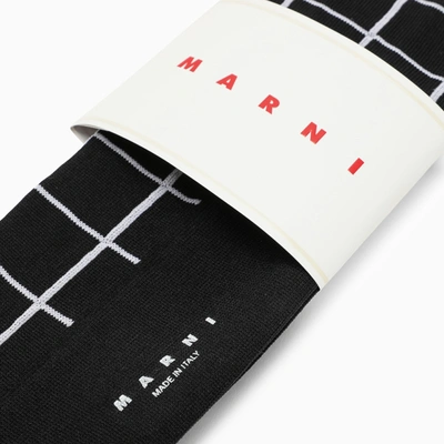 Shop Marni Black/white Check Pattern Long Socks