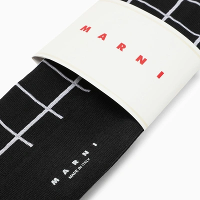 Marni Black/white Check Pattern Long Socks