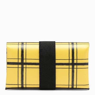 Shop Marni Tri Fold Wallet Black/yellow Check