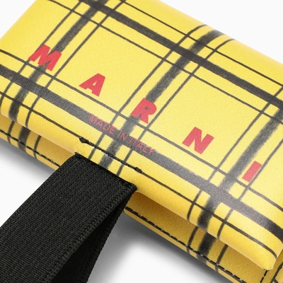 Shop Marni Tri Fold Wallet Black/yellow Check