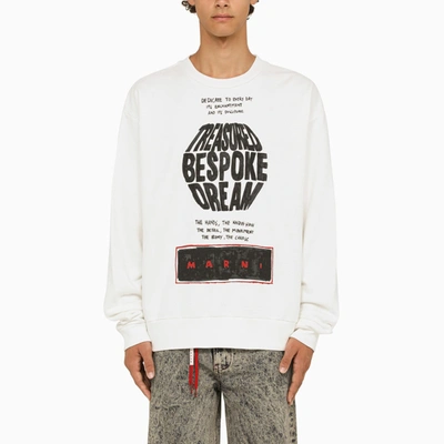Shop Marni White Crewneck Sweatshirt With Print