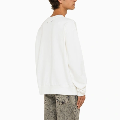 Shop Marni White Crewneck Sweatshirt With Print