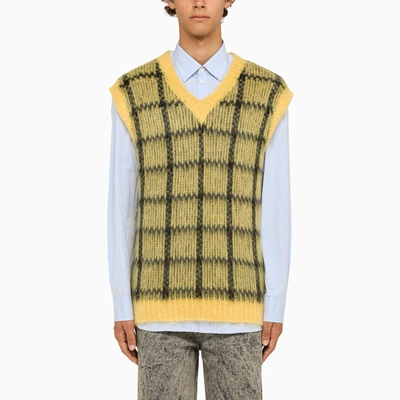 Shop Marni Yellow/black Knitted Waistcoat